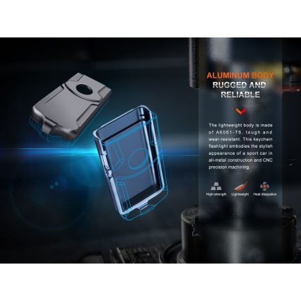 Fenix E03RV20GREY - LED Акумулаторно фенерче LED/USB IP66 500 лъскав 30 h 400 mAh