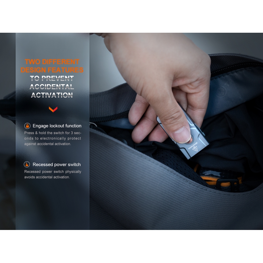 Fenix E03RV20GREY - LED Акумулаторно фенерче LED/USB IP66 500 лъскав 30 h 400 mAh