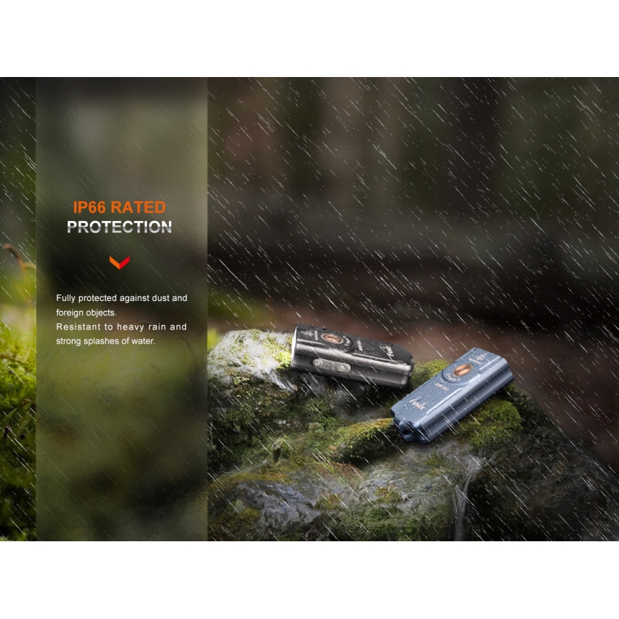 Fenix E03RV20GREY - LED Акумулаторно фенерче LED/USB IP66 500 лъскав 30 h 400 mAh