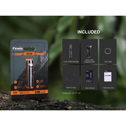 Fenix E05RBLC - LED Акумулаторно фенерче LED/USB IP68 400 lm 30 ч