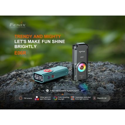 Fenix E06RGRY - LED Димируем акумулаторен фенер UV LED/USB IP66 700 лъскав 60 h сив