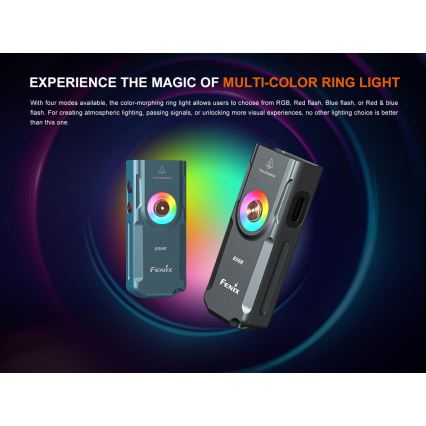 Fenix E06RGRY - LED Димируем акумулаторен фенер UV LED/USB IP66 700 лъскав 60 h сив