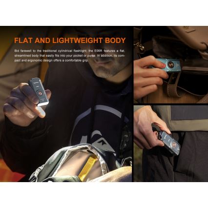 Fenix E06RGRY - LED Димируем акумулаторен фенер UV LED/USB IP66 700 лъскав 60 h сив