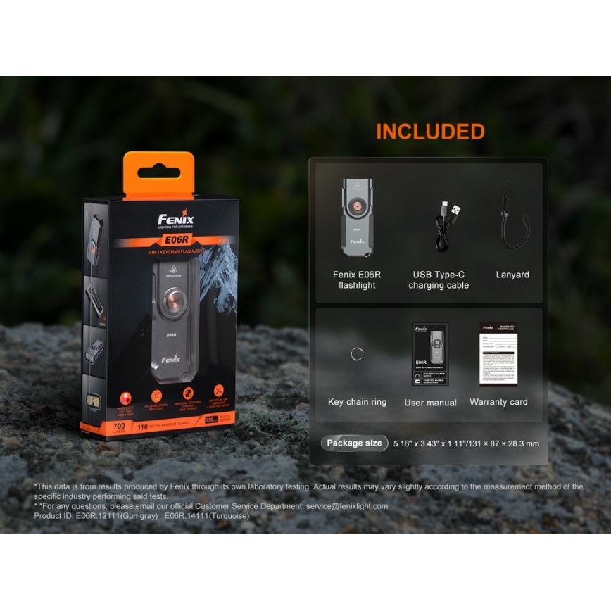 Fenix E06RGRY - LED Димируем акумулаторен фенер UV LED/USB IP66 700 лъскав 60 h сив