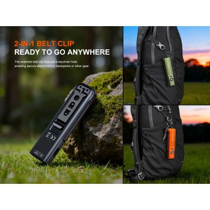 Fenix E06RPROEUOLI - LED фенерче с регулируема яркост, презареждаемо, LED/USB, 1650 mAh, IP66, 1600 лм, 111 ч, зелен