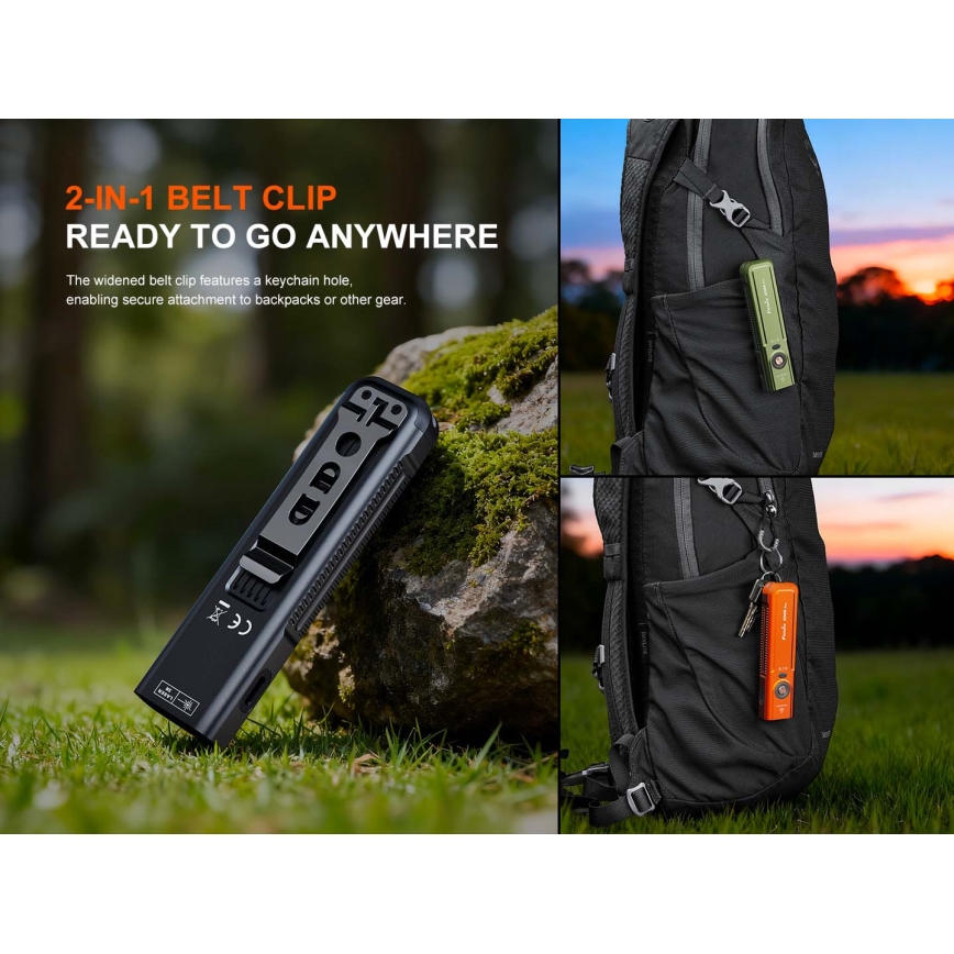 Fenix E06RPROEUOLI - LED фенерче с регулируема яркост, презареждаемо, LED/USB, 1650 mAh, IP66, 1600 лм, 111 ч, зелен