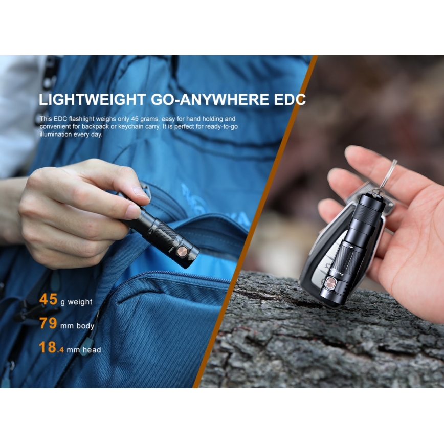 Fenix E09R - LED Акумулаторно фенерче LED/USB IP68 600 lm 70 ч