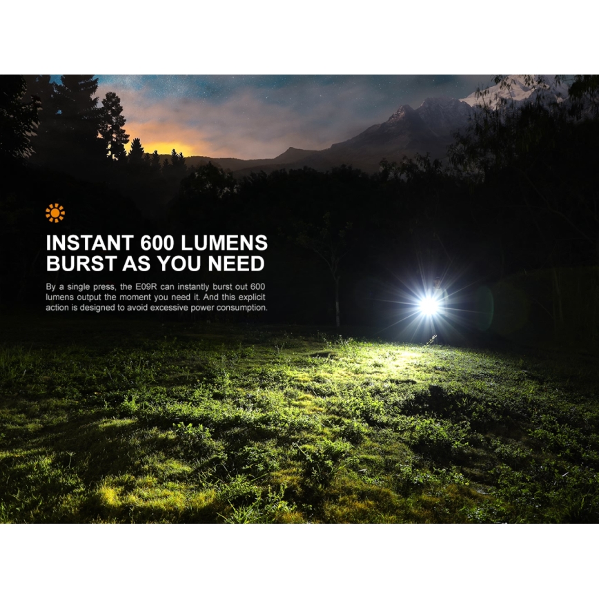 Fenix E09R - LED Акумулаторно фенерче LED/USB IP68 600 lm 70 ч