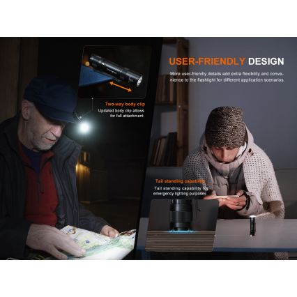 Fenix E12V30 - презареждаем LED фенер с регулиране на яркостта LED/1xAA 2000 mAh IP68 200 lm 100 h черен