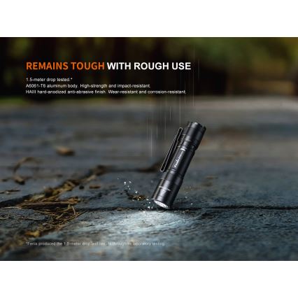 Fenix E12V30 - презареждаем LED фенер с регулиране на яркостта LED/1xAA 2000 mAh IP68 200 lm 100 h черен