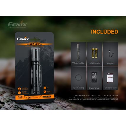 Fenix E20V20 - LED Фенерче LED/2xAA IP68 350 lm 200 ч