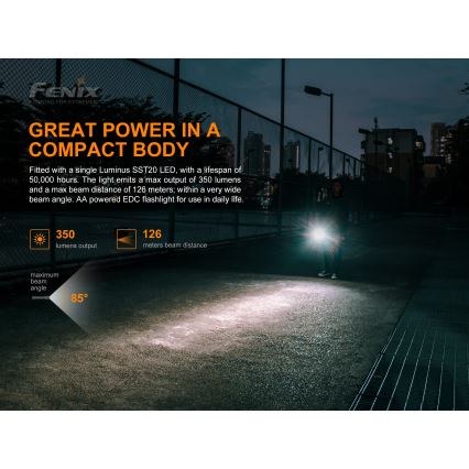 Fenix E20V20 - LED Фенерче LED/2xAA IP68 350 lm 200 ч