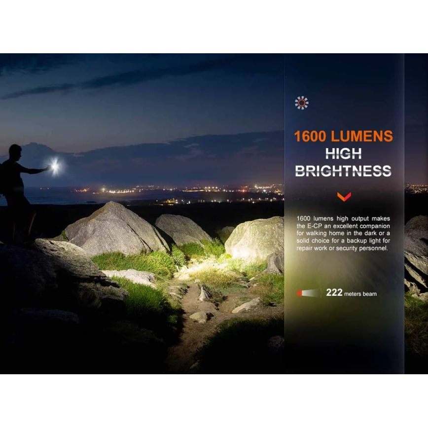 Fenix ECPBLCK - LED акумулаторен фенер с powerbank USB IP68 1600 лумена 504 ч 5000 mAh черен