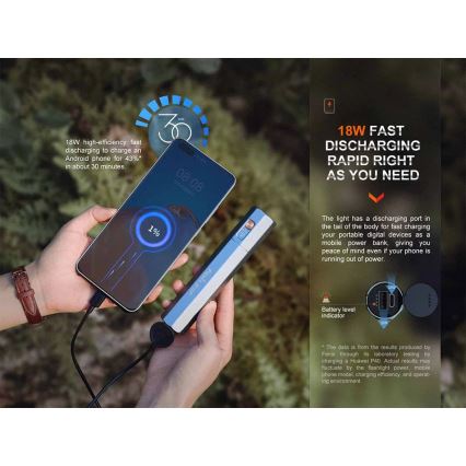 Fenix ECPBLCK - LED Акумулаторно фенерче със захранваща батерия USB IP68 1600 лъскав 504 h 5000 mAh черен