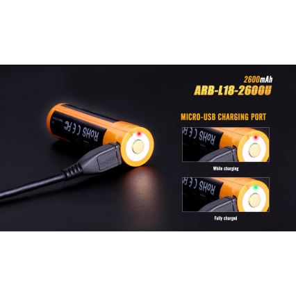 Fenix FE18650LI26USB - 1бр. Акумулаторна батерия USB/3,6V 2600 mAh