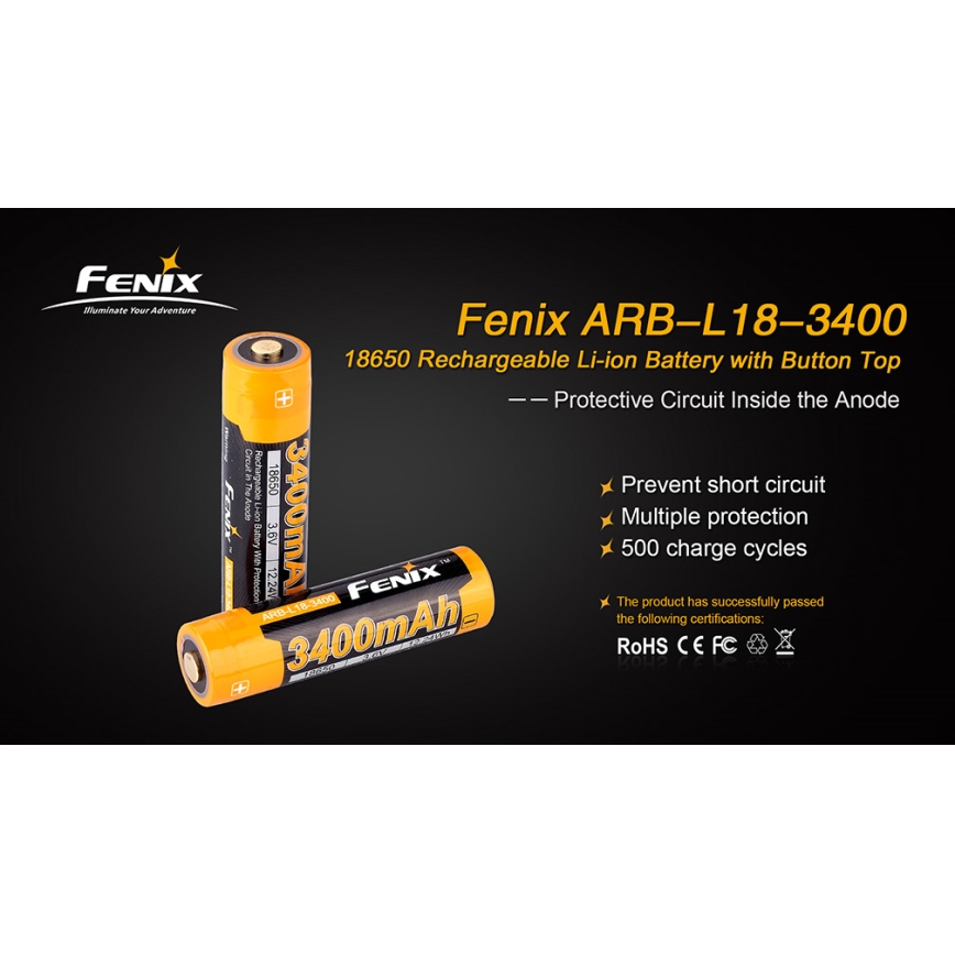 Fenix FE18650LI34 - 1 бр. Презареждаема литиево-йонна батерия 18650/3,6V 3400 mAh