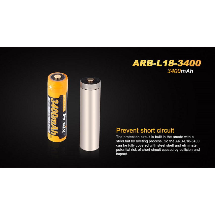 Fenix FE18650LI34 - 1 бр. Презареждаема литиево-йонна батерия 18650/3,6V 3400 mAh