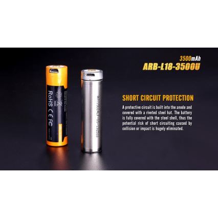 Fenix FE18650LI35USB - 1 бр. Презареждаема USB батерия, 3,6 V, 3500 mAh