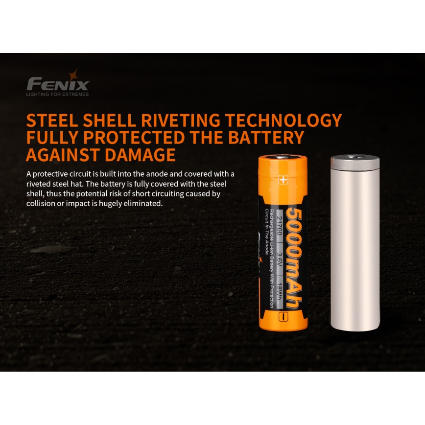 Fenix FE21700V20 - 1 бр. презареждаема батерия 21700/3,6V 5000 mAh