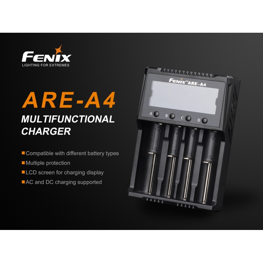 Fenix FENAREA4 - Зарядно устройство за батерии 4xLi-ion/AAA/AA/C 5V