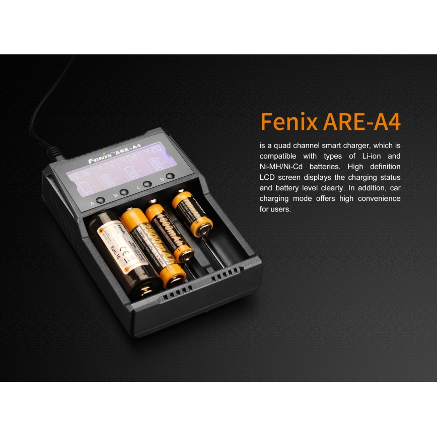 Fenix FENAREA4 - Зарядно устройство за батерии 4xLi-ion/AAA/AA/C 5V
