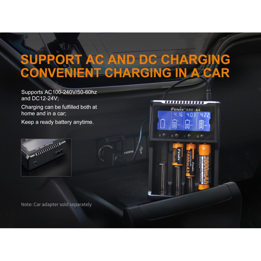 Fenix FENAREA4 - Зарядно устройство за батерии 4xLi-ion/AAA/AA/C 5V