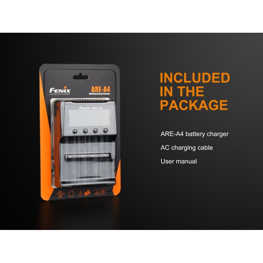 Fenix FENAREA4 - Зарядно устройство за батерии 4xLi-ion/AAA/AA/C 5V