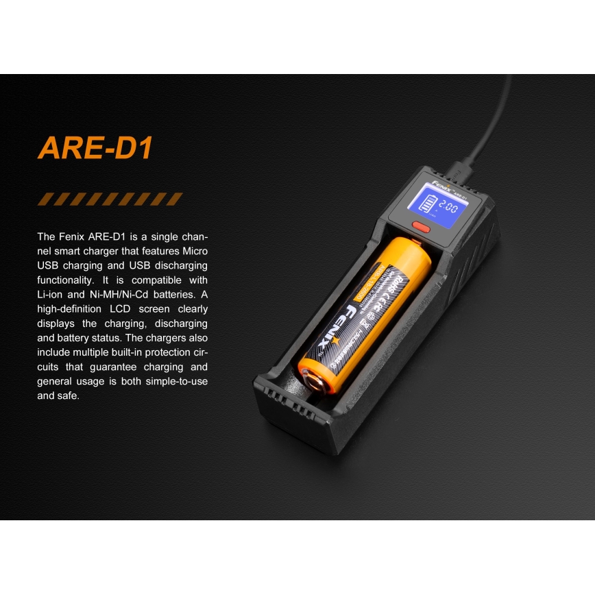 Fenix FENARED1 - Зарядно устройство за батерии 1xLi-ion/AAA/AA/C 5V