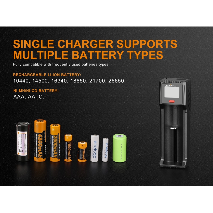Fenix FENARED1 - Зарядно устройство за батерии 1xLi-ion/AAA/AA/C 5V