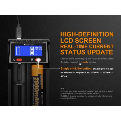 Fenix FENARED2 - Зарядно устройство за батерии 2xLi-ion/AAA/AA/C 5V