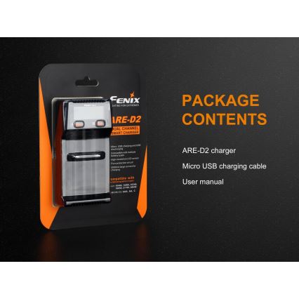Fenix FENARED2 - Зарядно устройство за батерии 2xLi-ion/AAA/AA/C 5V