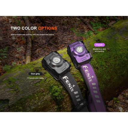 Fenix HL12RV20BLC - презареждаема челна лампа с регулируема яркост LED/USB 950 mAh IP66 500 lm 112 h черна