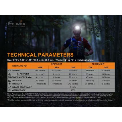 Fenix HL18RTRAIL - LED Акумулаторен челник LED/3xAAA IP66 500 lm 300 ч