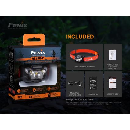 Fenix HL18RTRAIL - LED Акумулаторен челник LED/3xAAA IP66 500 lm 300 ч