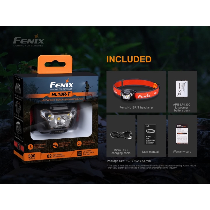 Fenix HL18RTRAIL - LED Акумулаторен челник LED/3xAAA IP66 500 lm 300 ч