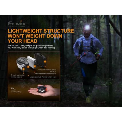 Fenix HL18RTRAIL - LED Акумулаторен челник LED/3xAAA IP66 500 lm 300 ч