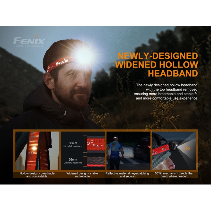 Fenix HL18RTRAIL - LED Акумулаторен челник LED/3xAAA IP66 500 lm 300 ч