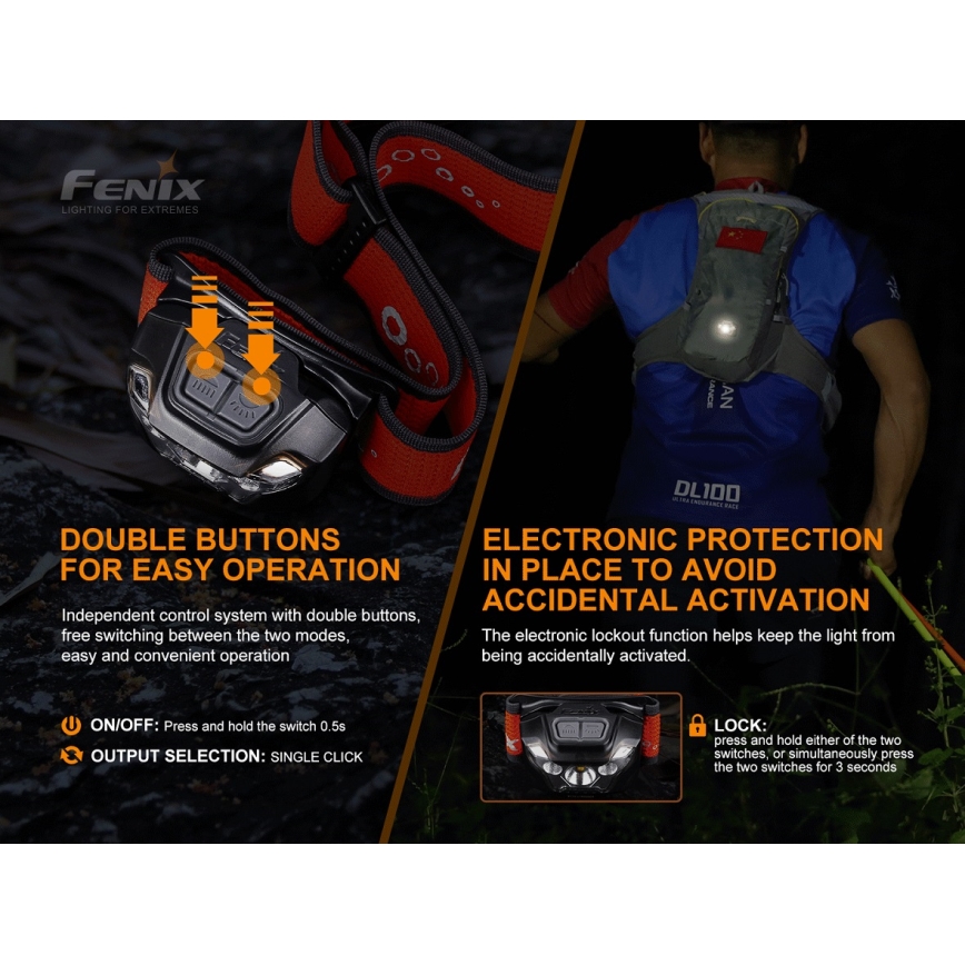 Fenix HL18RTRAIL - LED Акумулаторен челник LED/3xAAA IP66 500 lm 300 ч