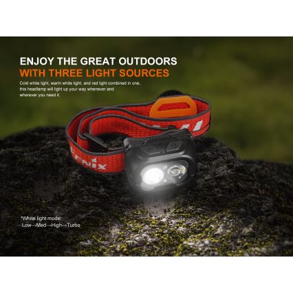 Fenix HL18RTV20BLC - LED регулируема презареждаема челна лампа LED/USB/3xAAA IP66 800 лм 160 ч 1900 mAh черно/оранжево
