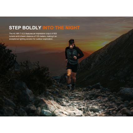 Fenix HL18RTV20BLC - LED регулируема презареждаема челна лампа LED/USB/3xAAA IP66 800 лм 160 ч 1900 mAh черно/оранжево