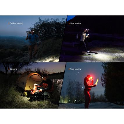 Fenix HL18RTV20BLC - LED регулируема презареждаема челна лампа LED/USB/3xAAA IP66 800 лм 160 ч 1900 mAh черно/оранжево