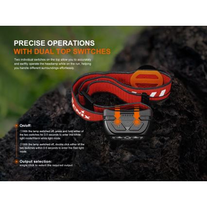 Fenix HL18RTV20WHT - LED Димируем акумулаторен челник LED/USB IP66 800 лъскав 160 h бял/черен