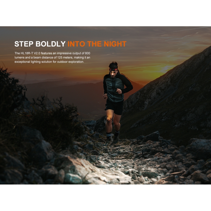 Fenix HL18RTV20WHT - LED Димируем акумулаторен челник LED/USB IP66 800 лъскав 160 h бял/черен