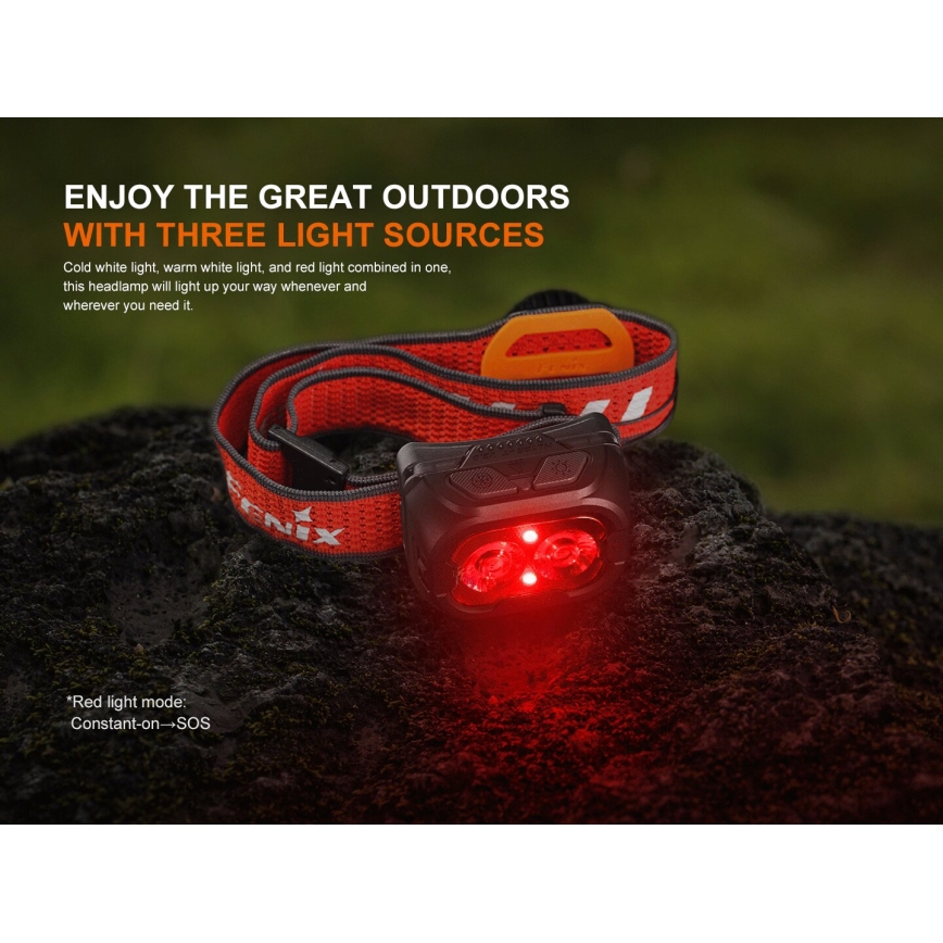 Fenix HL18RTV20WHT - LED Димируем акумулаторен челник LED/USB IP66 800 лъскав 160 h бял/черен