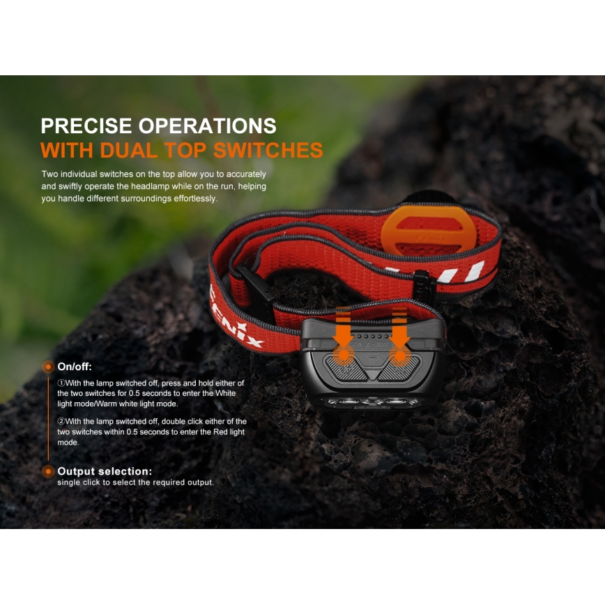 Fenix HL18RTV20WHT - LED Димируем акумулаторен челник LED/USB IP66 800 лъскав 160 h бял/черен