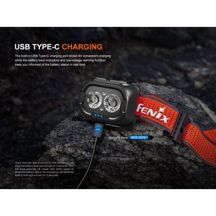 Fenix HL18RTV20WHT - LED Димируем акумулаторен челник LED/USB IP66 800 лъскав 160 h бял/черен