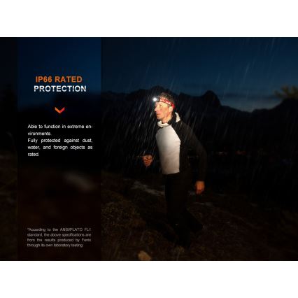 Fenix HL32RTBLCK - LED Акумулаторен челник LED/USB/3xAAA IP66 800 лъскав 300 h 1900 mAh черен/оранжев