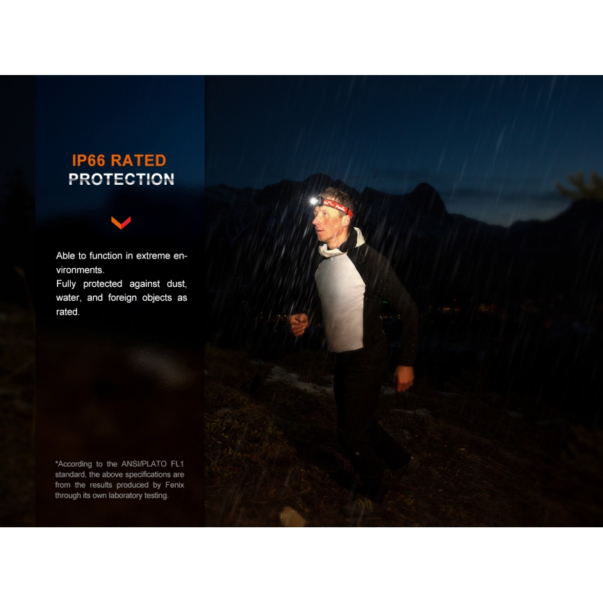 Fenix HL32RTBLCK - LED Акумулаторен челник LED/USB/3xAAA IP66 800 лъскав 300 h 1900 mAh черен/оранжев