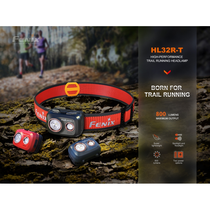 Fenix HL32RTRED - LED Акумулаторен челник LED/USB/3xAAA IP66 800 lm 300 h червен/оранжев
