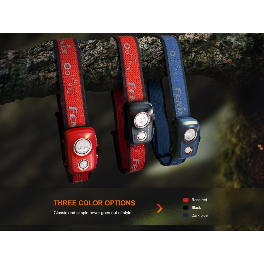Fenix HL32RTRED - LED Акумулаторен челник LED/USB/3xAAA IP66 800 lm 300 h червен/оранжев